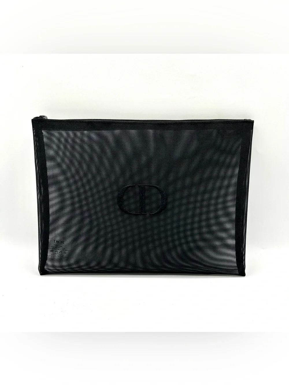 CHRISTIAN DIOR Pouch Black Mesh Cosmetic or Travel Makeup Bag.